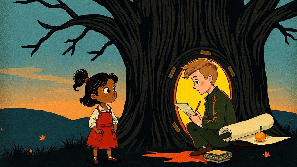 Hero illustration for The Map of the Somewhere Bread โ a woodblock print watercolour bedtime-story scene.